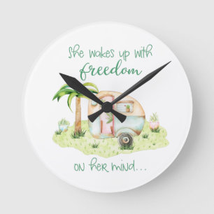 "Freiheit auf ihrem Sinnes" - Retro Runde Wanduhr