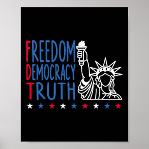 Freiheit Demokratie Wahrheit Patriotisch USA-Flagg Poster