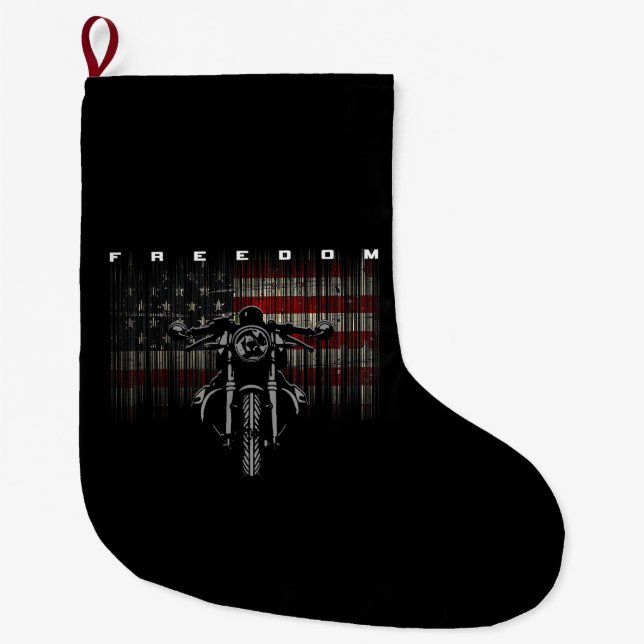 Freiheit der amerikanischen Flagge für Motorräder Großer Weihnachtsstrumpf (Vorderseite)