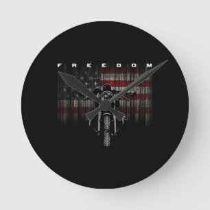 Freiheit der amerikanischen Flagge für Motorräder Runde Wanduhr