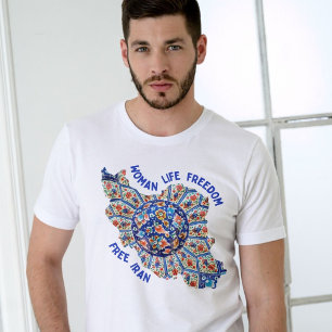 Freiheit der Frau   Persian Art Blue iranisches Ge T-Shirt