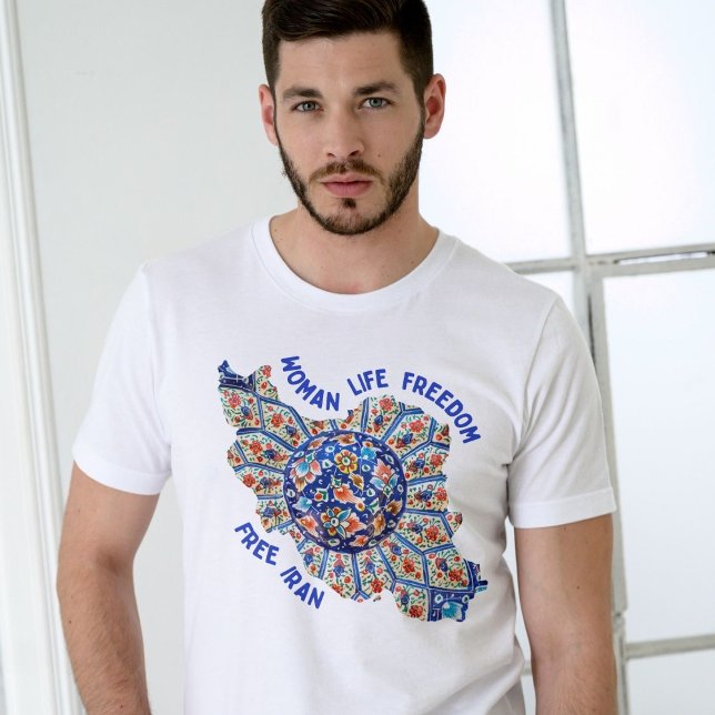 Freiheit der Frau | Persian Art Blue iranisches Ge T-Shirt (Woman Life Freedom | Persian Art Blue T-Shirt)