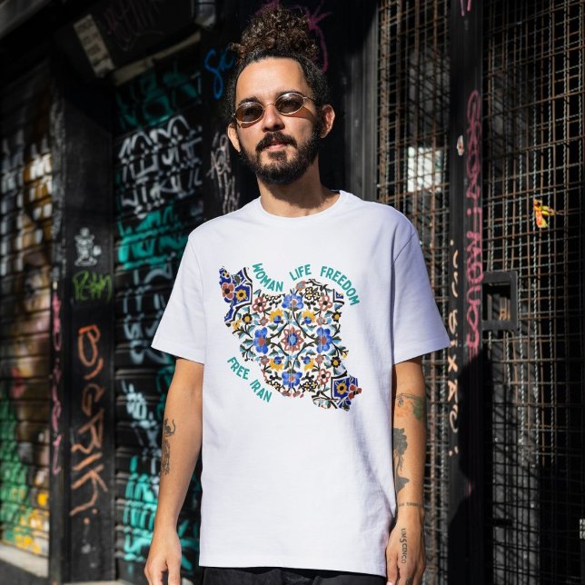 Freiheit der Frau | Persian Tiles Green T-Shirt (Woman Life Freedom | Persian Tiles Green T-Shirt)