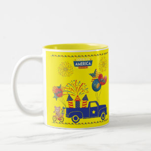 Freiheit Feuerwerk Träume gelb Zweifarbige Tasse