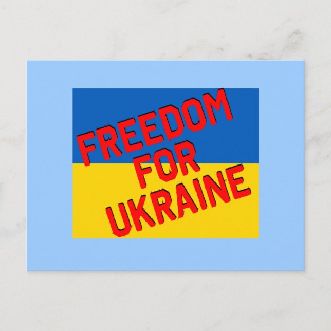 FREIHEIT FÜR DIE UKRAINE mit Fahne Postkarte (Vorderseite)
