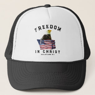 Freiheit in Christus Adler und amerikanische Flagg Truckerkappe