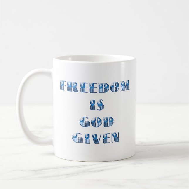 Freiheit ist Gott gegeben, blau Kaffeetasse (Links)