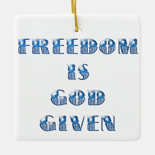 Freiheit ist Gott gegeben, blau Keramikornament (Vorderseite)