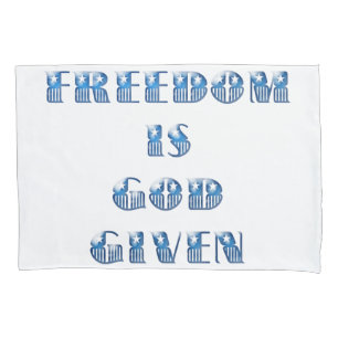 Freiheit ist Gott gegeben, blau Kissenbezug