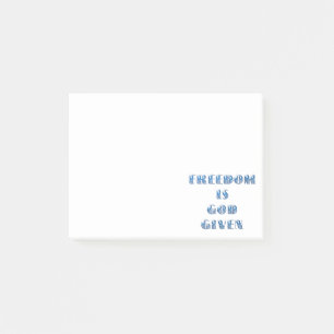 Freiheit ist Gott gegeben, blau Post-it Klebezettel