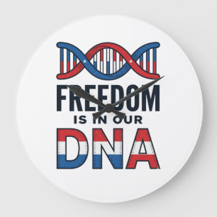 Freiheit ist in unserer DNA Patrioten Vector-Shirt Große Wanduhr