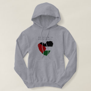 „Freiheit ist universell“ mit Palästina-Herzflagge Hoodie