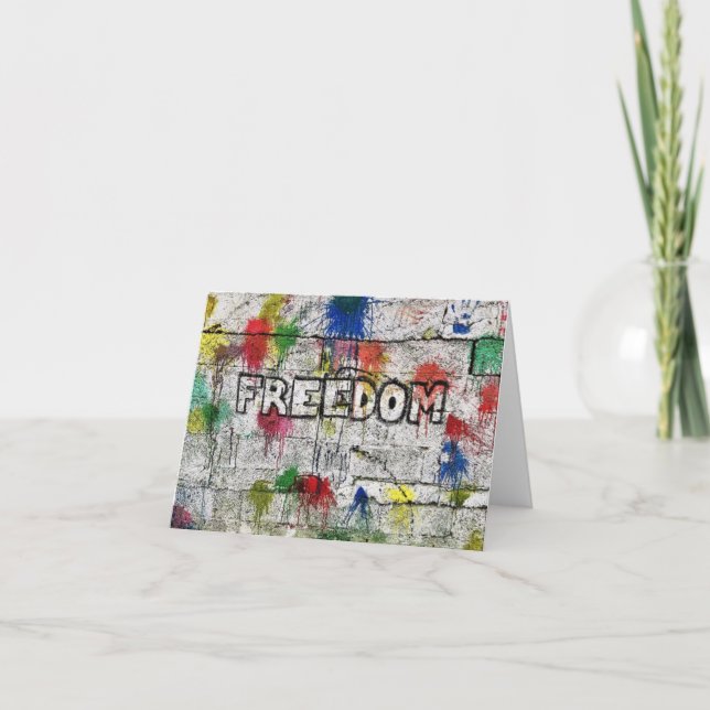 Freiheit Kunst durch Flüchtlinge. Dankeskarte (Vorderseite)