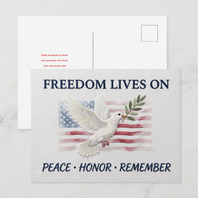 Freiheit lebt am patriotischen Gedenktag Postkarte (Vorne/Hinten)