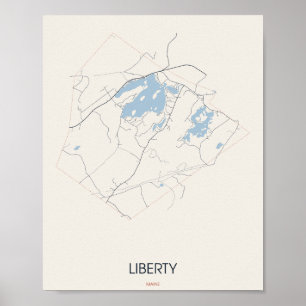 Freiheit, Maine Straßenkarte Poster –