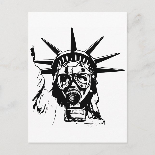 FREIHEIT mit Gasmaske Postkarte (Vorderseite)