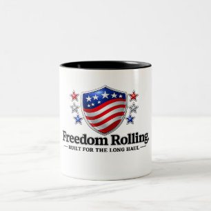 Freiheit Rollendes Patriotisches Schild Logo Ame Zweifarbige Tasse