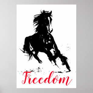 Freiheit Schwarz-weißer Pop Reiten Poster