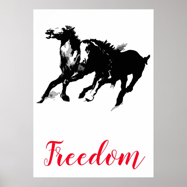 Freiheit Schwarz-weißer Pop Reiten Poster (Vorne)