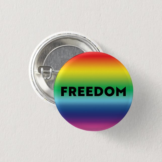 Freiheit schwarze Typografie Regenbogenverlauf Mus Button (Vorne & Hinten)