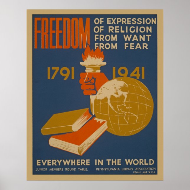 Freiheit überall in der Welt WPA Vintage Poster (Vorne)