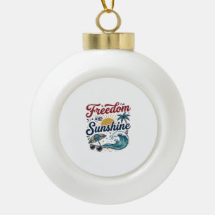 Freiheit Und Sonnenschein Vintage Strand Shirt Des Keramik Kugel-Ornament