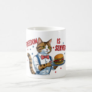 Freiheit wird serviert - Funny Cat Kellner Tasse
