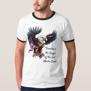 "Freiheit" Zitat mit Amerikanischem Adler und Flag T-Shirt
