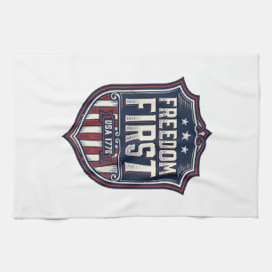 Freiheit zuerst USA 1776 Patrioter Schild T-Shirt Geschirrtuch