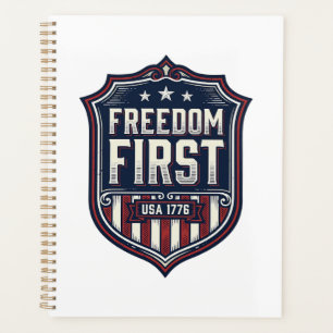 Freiheit zuerst USA 1776 Patriotischer Schild T-Sh Planer