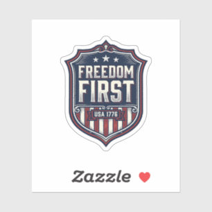 Freiheit zuerst USA 1776 Patriotisches Schild T-Sh Aufkleber