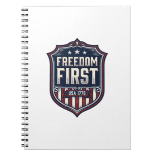 Freiheit zuerst USA 1776 Patriotisches Schild T-Sh Notizblock