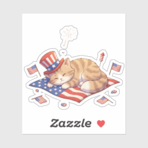 Freiheit zum Nickerchen - Patriotische Katze Aufkleber