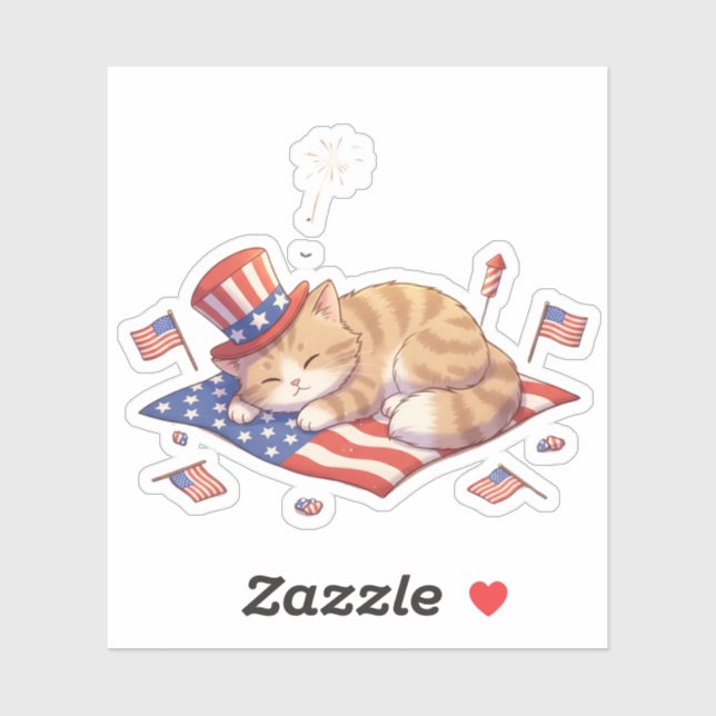 Freiheit zum Nickerchen - Patriotische Katze Aufkleber (Blatt)