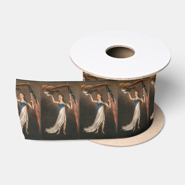 Freiheits-Frauen-Eagle-amerikanische Flagge Satinband (Spule)