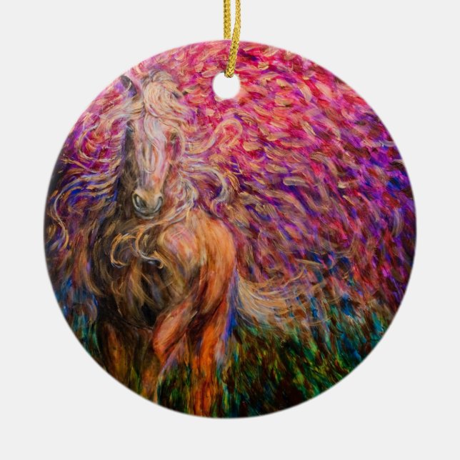 Freiheits-Pferderosa-Anhänger Keramik Ornament (Vorne)