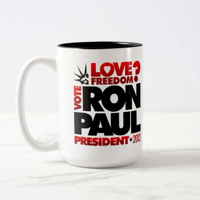 FREIHEITS-TASSE 2012 RON PAUL PRÄSIDENTEN-LIEBE ZWEIFARBIGE TASSE (Links)