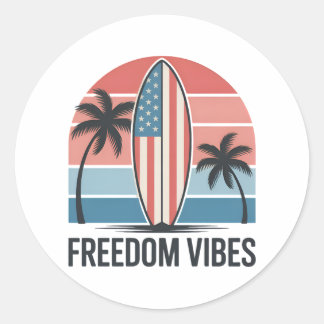 Freiheits-Vibes 4. Juli Patriotischer Sommer Runder Aufkleber