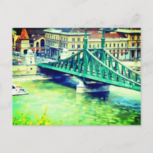 Freiheitsbrücke - Budapest - Malerei Postkarte