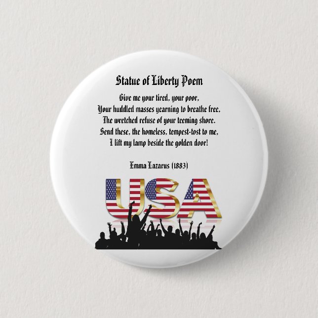 Freiheitsgedicht, eine Nation von Einwanderern Button (Vorderseite)