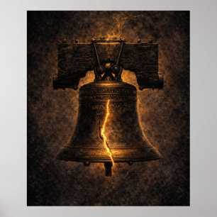 Freiheitsglocke mit leuchtendem Riss Poster