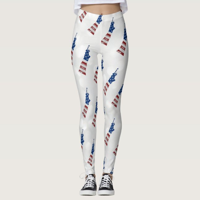 Freiheitsstatue 4. Juli Glitzer Leggings (Vorderseite)