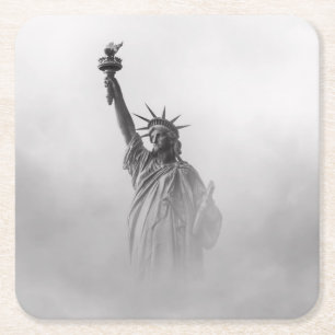 Freiheitsstatue Amerika Schwarz und Weiß Rechteckiger Pappuntersetzer