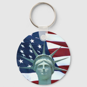 Freiheitsstatue amerikanische Flagge Schlüsselanhänger