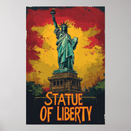 Freiheitsstatue Art Vintage Illustration Poster