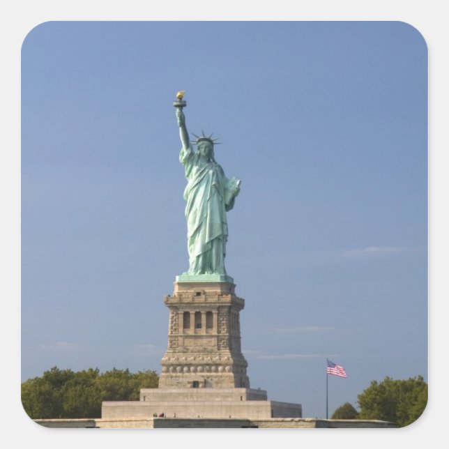 Freiheitsstatue auf der Insel der Freiheit in New  Quadratischer Aufkleber (Vorderseite)