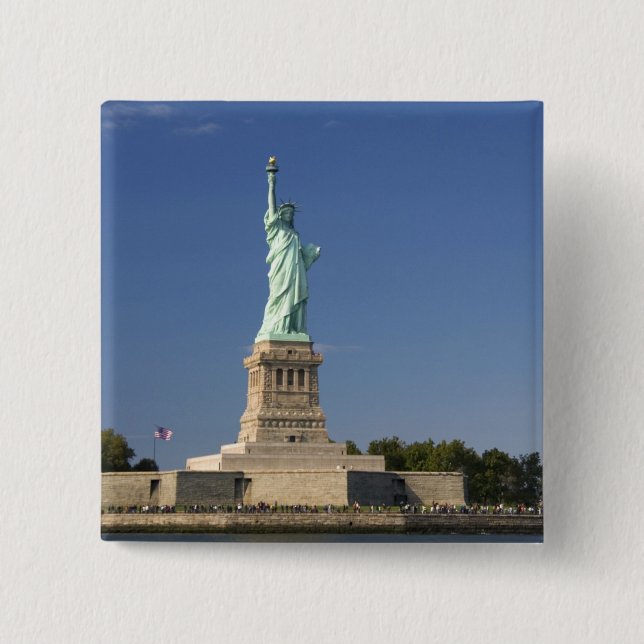 Freiheitsstatue auf Freiheits-Insel in neuen 2 Button (Vorderseite)