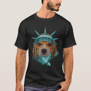 Freiheitsstatue Beagle 4. Juli Hund USA Amerika T-Shirt