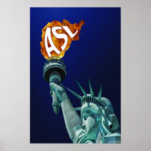 Freiheitsstatue beleuchtet ihre Torche für ASL Poster