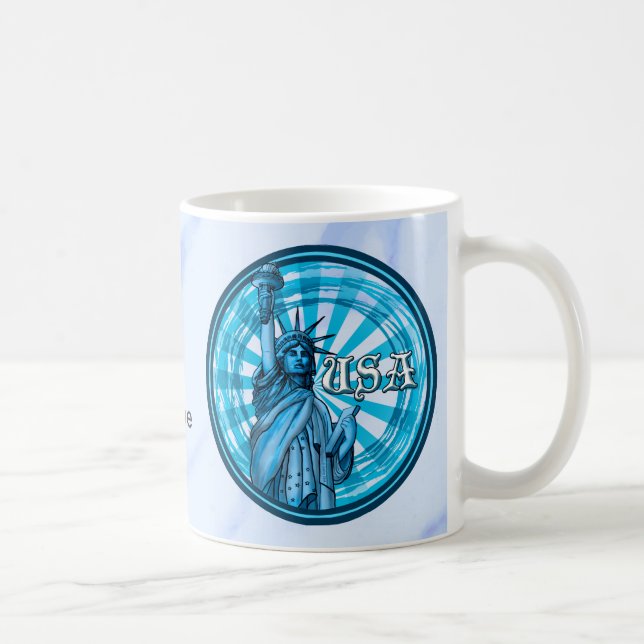 Freiheitsstatue Blue USA Kaffeetasse (Rechts)